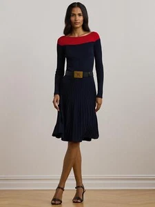 Ralph Lauren Rowella Satin Stripe Wrap Midi Shirt Dress 12 (Seam Unstitched) B+ - Picture 1 of 8