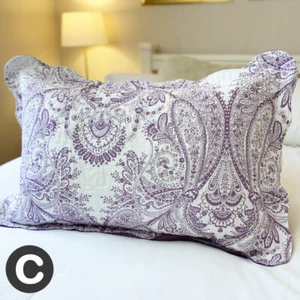 Large Rectangle Cushion Cover / Pillowcase Cotton French Toile Purple Lavender - Picture 1 of 4