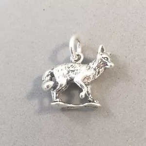 .925 Sterling Silber 3-D FUCHS auf Sockel CHARM NEU Anhänger Tier 925 AN47 - Bild 1 von 3