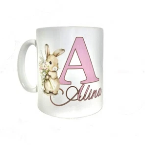10oz personalised Easter bunny initial name mug - Picture 1 of 10
