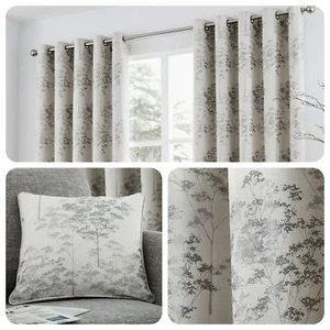 Cortinas y cojines tejidos para ojales Curtina ELMWOOD plata metálica Jacquard - Imagen 1 de 12
