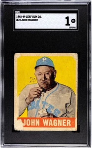 SGC 1 - 1948-49 Leaf Gum Co. #70 John Honus Wagner Salón de la fama Piratas - Imagen 1 de 2