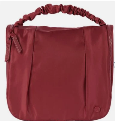 Estuche de cosméticos #Samantha marrón con mango acanalado para llevar - Borgoña Foto 1 de 3