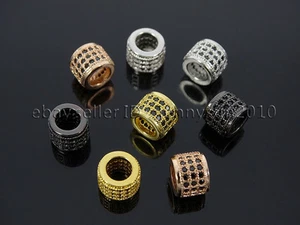 Zircon 3 Rows Gemstone Rondelle 6x7mm Spacer Connector Charm Beads Silver Gold - Picture 1 of 9