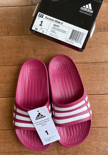Sandalo sportivo da calcio ADIDAS DURAMO SLIDE Bambini Ragazze Rosa USA taglia 1