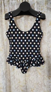 Caroline Constas Tinos Large Black 1 Piece Swimsuit Polka Dots Low Back Ruffle - Picture 1 of 14