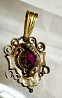 Antique Victorian 10K Gold with Garnet and Seed Pearls Pendant