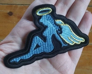 Blue Angel MUD FLAP CHICK Hot BABE Iron On ~ Motorcycle Jacket Vest Biker Patch - Picture 1 of 6