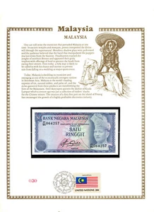 Malaysia 1981 1 Ringgit P-13b UNC w/FDI UN FLAG STAMP Prefix P/95 064257 - Picture 1 of 3