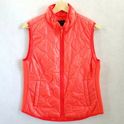 J Crew Vest Womens Medium Pink Full Zip Inner Pockets Coral Puffer Sleeveless M - Image 1 of 4