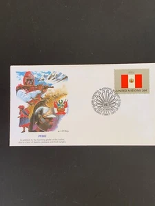 Stamps: United Nations First Day Cover 5, Scott 408, Peru Flag, 1983 - Picture 1 of 1