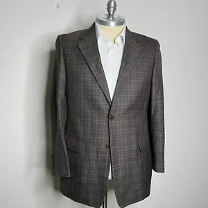 Roundtree & Yorke Blazer Sport Coat 44L Mens Brown Silk Wool - Picture 1 of 12