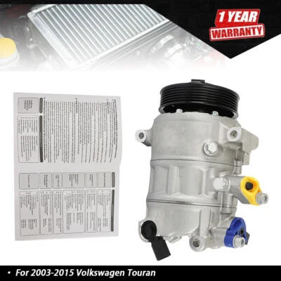 Compresor de aire acondicionado + embrague para Volkswagen Touran 2003 2004 2005 2006 2007-2015 nuevo Foto 1 de 4