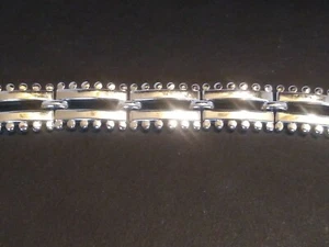 VTG MONET SHINY SILVER TONE CHUNKY CHAIN BRACELET with Safety Chain - Picture 1 of 10