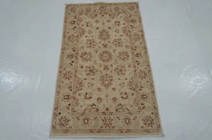 3 x 4 ft Beige Vintage Peshawar Chobi Afghan Hand Knotted Oriental Rug - Picture 1 of 12