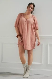 Anthropologie Taylor Puff-Sleeved Gauzy Tunic Dress Cotton Size 3X - Foto 1 di 22