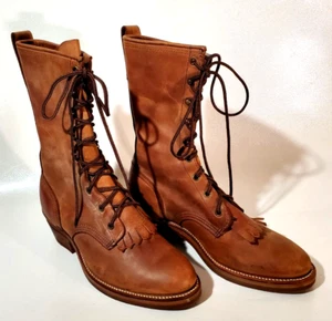 Vibra Resist Oil Tan Logger Leather Distressed Lace tie ups Mid Calf Boots - Picture 1 of 10