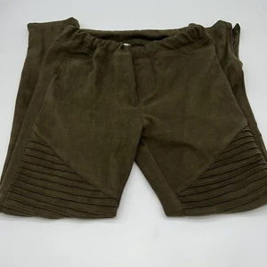 umgee womens Large leggings olive green velvet moto Faux Suede - Picture 1 of 4