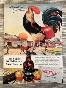 Schenley Reserve Blended Whiskey Rooster Horse New York 1946 Vintage Print Ad - Picture 1 of 1
