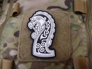 Northman Dragon Ship Patch Testa, Bianco/Toppa in Gomma 3D - Foto 1 di 4