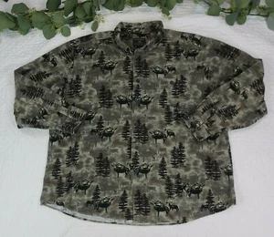 VTG Woolrich Mens Deer Olive Whitetail Button Up Long Sleeve Shirt Size LT - Picture 1 of 9