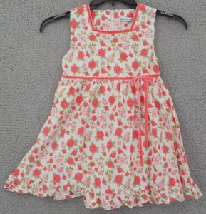 Andesee Dress Girls SZ 13 Rose Print Sleeveless Waist Tie Zipper Pleated Ruffles - Picture 1 of 13