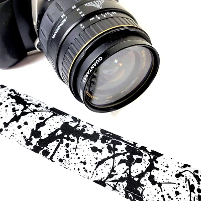 Black White Paint Camera Strap -Splatter Camera Strap -Double Padded Comfortable - Image 1 of 4
