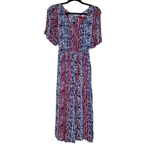 Abito midi vintage Cascade Blues intimo Mumu Cottage rosso bianco blu donna grande  - Foto 1 di 5