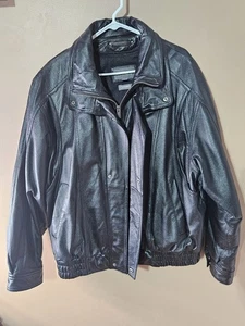 Chaqueta de bombardero de cuero negra 2 en 1 Wilsons Leather Thinsulate para hombre grande XL - Imagen 1 de 19