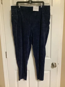 Quacker Factory Corduroy Stretch Pant Women’s Size 1X Short Navy Blue Color NEW - Picture 1 of 8