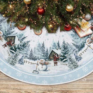 Fiocco di Neve Pupazzo di Neve Cardinale Albero di Natale Gonna 48 Pollici, Tappetino Albero Vacanze Invernali - Foto 1 di 2