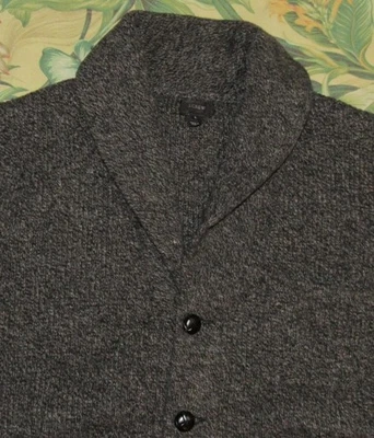 Cárdigan suéter grande J CREW tejido pesado gris lana de cordero chal cuello Foto 1 de 4