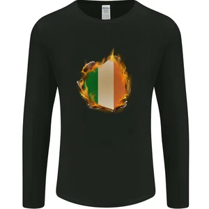 Die Irische Trikolore Flagge Feuer Irland Herren Langarm T-Shirt - Bild 1 von 5