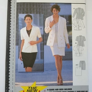 90s Burda Pattern 2960 Womens Double Breasted Blazer Skirt Career 12 14 16 18 - Picture 1 of 3