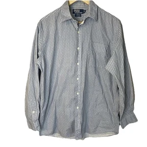 Camisa Polo Ralph Lauren Jerome Algodón Mediana Azul Rayas Para Hombre Manga Larga - Imagen 1 de 10