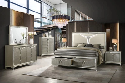 Sophia White 4-Pc Eastern King Bedroom Set - Elegant & Modern - Image 1 of 4