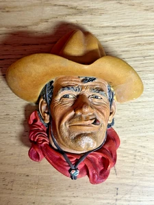 BOSSONS RAWHIDE  MAN  CHALKWARE HEAD WALL FACE MASK VINTAGE - Picture 1 of 22