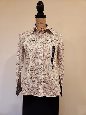 Gap Maternity Anytime White Maroon Birds On Branches Print Long Sleeve Size Smal - Image 1 of 4