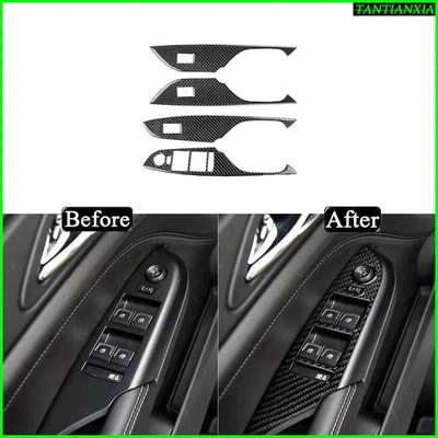 Kit de panel elevador de ventana trasera delantera de fibra de carbono real para Cadillac SRX 2010-16 Foto 1 de 4