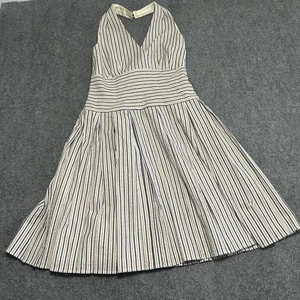 Due Per Due maritimes Kleid Gr. 8 Baumwolle SeerSucker gefüttert Maxi ärmellos V-Ausschnitt - Bild 1 von 6