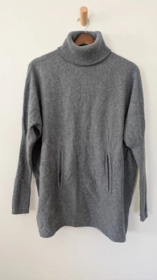 Suéter túnica Garnet Hill lã cashmere gola alta tamanho grande silencioso luxo - Imagem 1 de 4