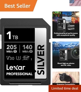 Carte SD UHS-I Argent 1 To : Résistante aux intempéries, Vidéo 4K, Transfert Rapide 205 Mo/s - Photo 1 sur 8