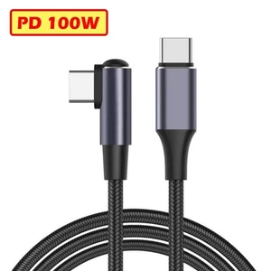 100 W Typ C zu Typ-C USB C Kabel 90 Grad Schnellladekabel rechts abgewinkelt - Bild 1 von 18