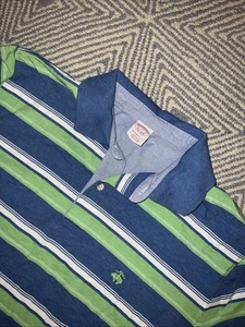 Brooks Brothers Striped Polo Shirt - Blue/Green/White - Large - Picture 1 of 5