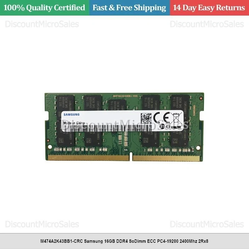 M474A2K43BB1-CRC Samsung 16GB DDR4 SoDimm ECC PC4-19200 2400Mhz 2Rx8 - Image 1 of 1
