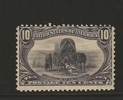 US Scott #290 mint light hinged 10c gray violet 1898 Trans Mississippi og fine - Image 1 of 2