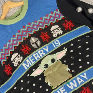 STAR WARS Merry is the Way Grogu Baby Yoda Pullover Christmas Sweater Adult L/XL - Picture 1 of 9