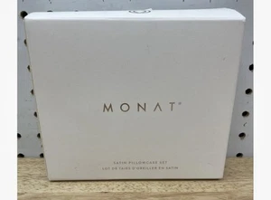 Monat Luxury Satin Pillowcase Set Of 2 - White - Brand New - Picture 1 of 1