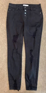 KanCan Jeans Womens 15/31 Chelsea High Rise Super Skinny Distressed Button Jeans - Picture 1 of 7