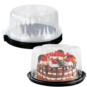 5pcs 10Inch Round Cake Pies Carriers Plastic Disposable Cake Containers with ... - Picture 1 of 8